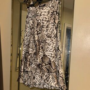 Nasty Gal Black and Cream Snake Print A-Line Skirt